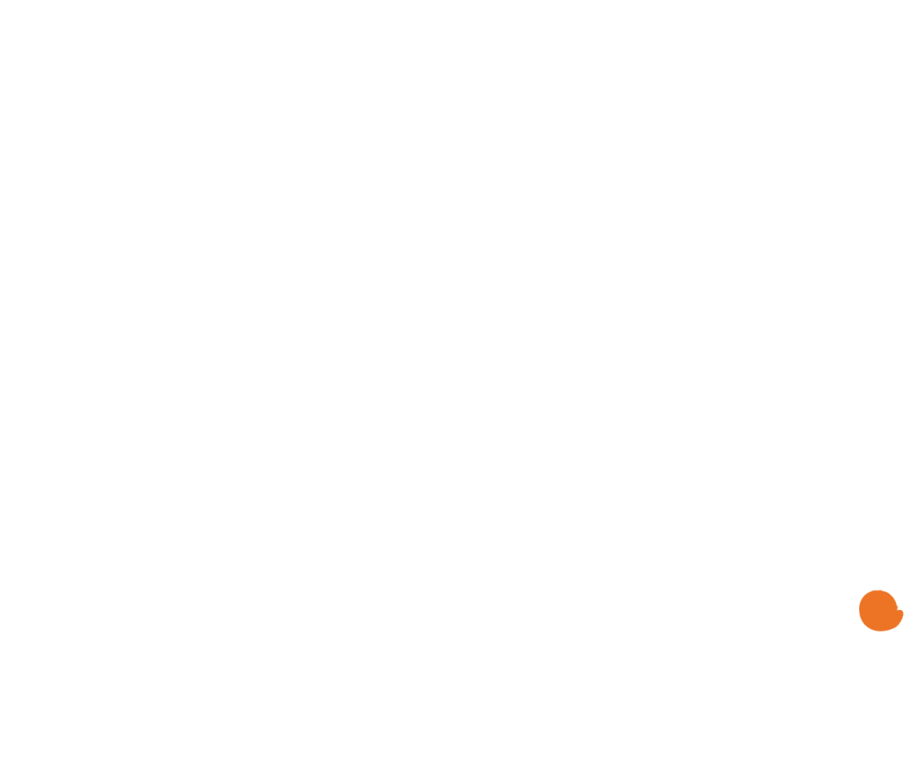 Hero logo wit met een oranje punt