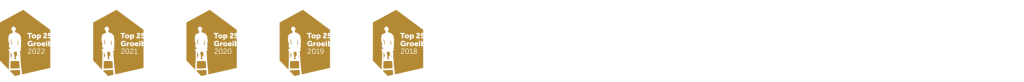 Banner voor met daarin de erkenningen voor het behalen van Top 250 groeibedrijven
